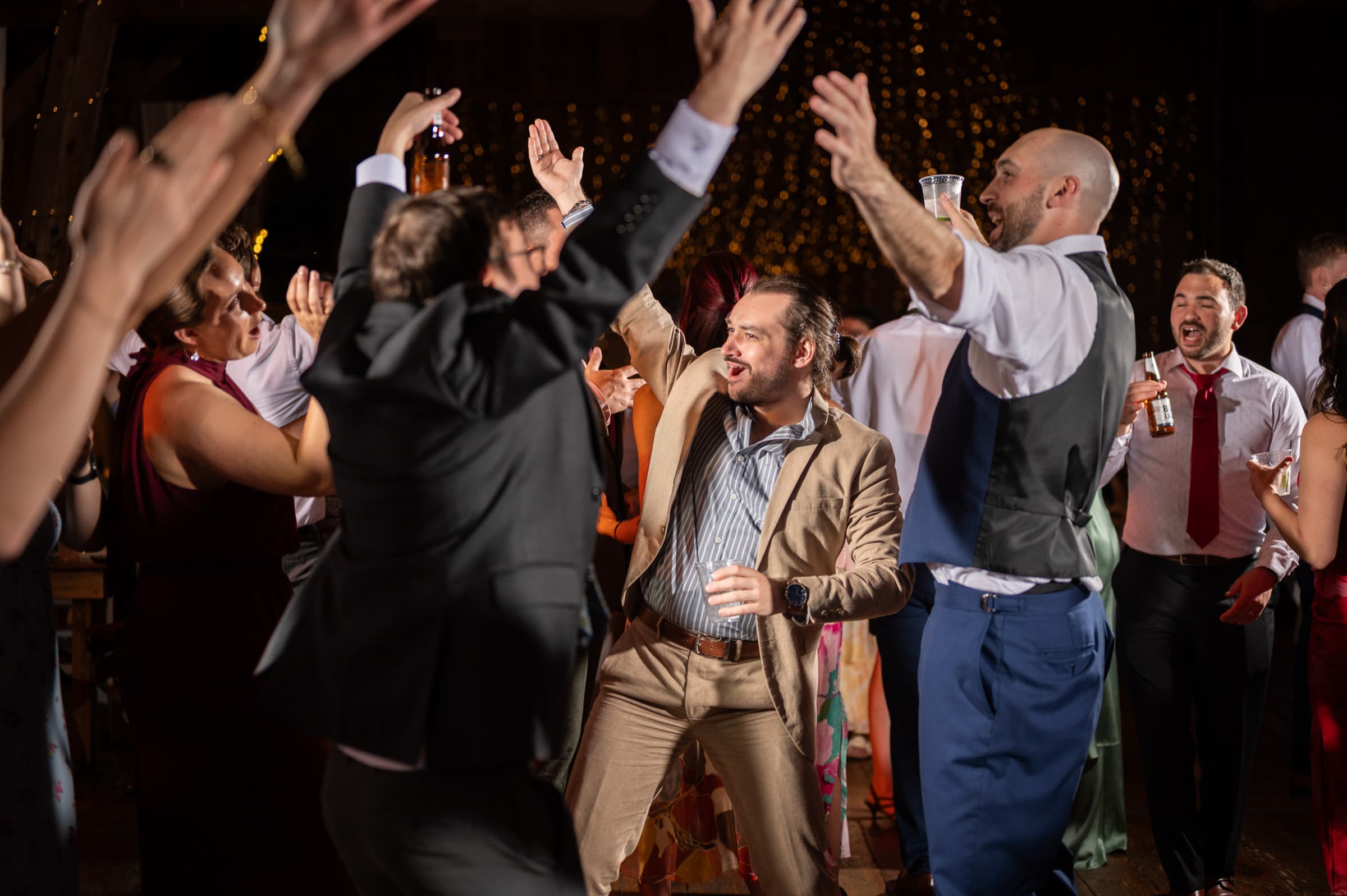 Fun dancing at Cobblestone Wedding Barn in Scottsville, NY | Rochester Wedding Photography