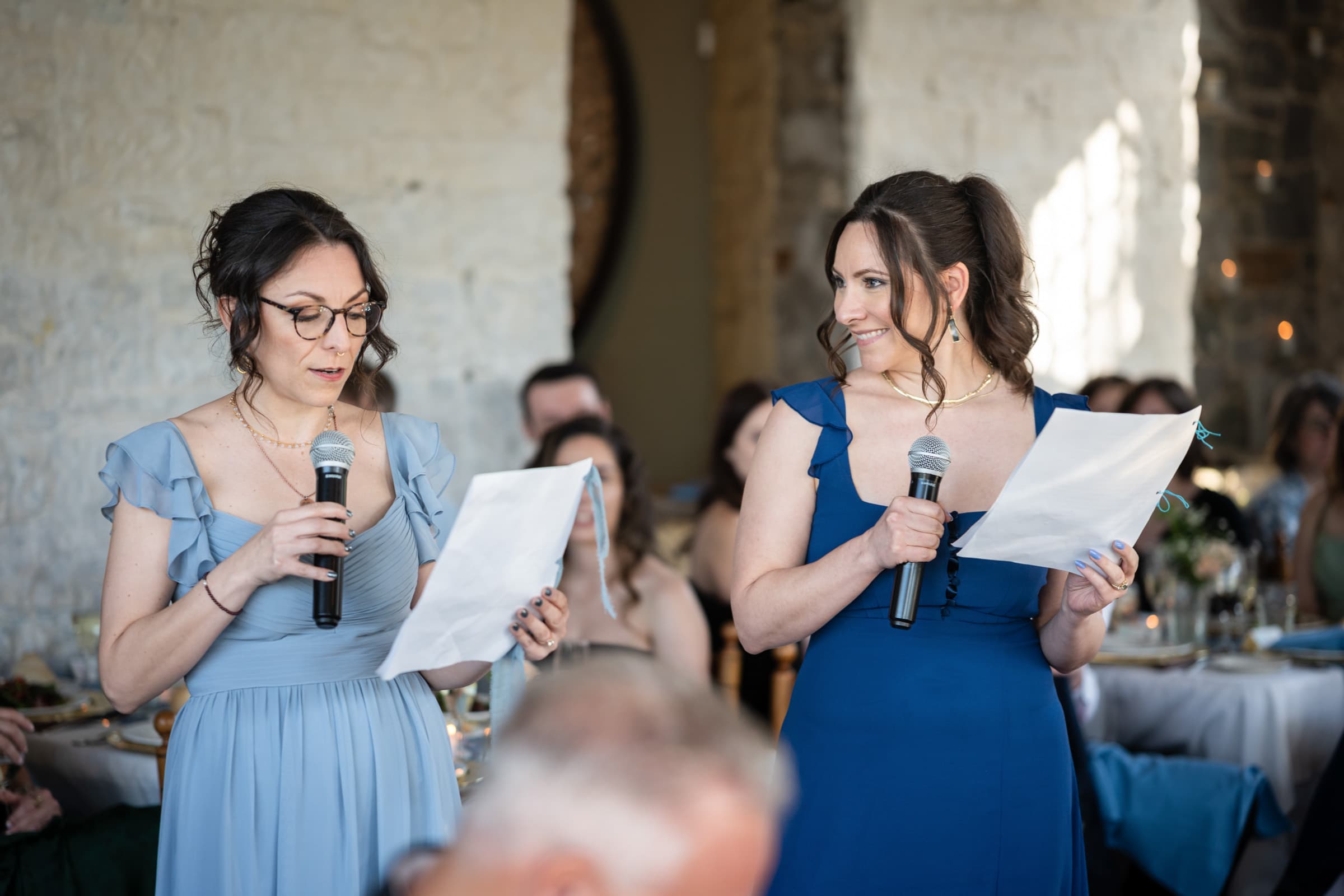 Gillian and Carly giving a wedding speech together